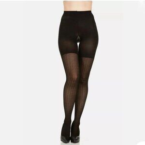 NEW Spanx by Sara Blakely Textured Wishbone Shaping Tights Black Size 5 NWT